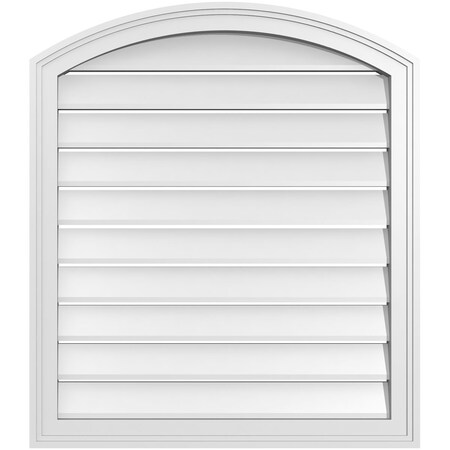 Ekena Millwork Arch Top Surface Mount PVC Gable Vent: Non-Functional, w/2"W x 1-1/2"P Brickmould Frame, 28"W x 30"H GVPAR28X3002SN